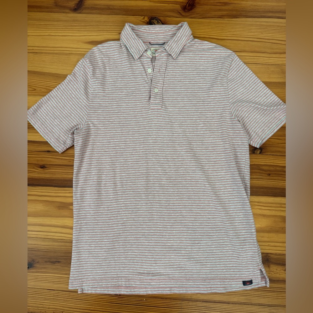 EUC Faherty Movement Classic Striped Polo Collar Shirt in Blue Red Stripes Med